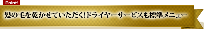 ドライヤーサービスも標準メニュー