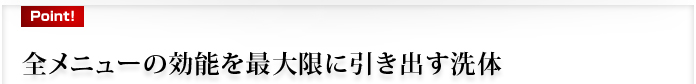 全メニューの効能を最大限に引き出す洗体