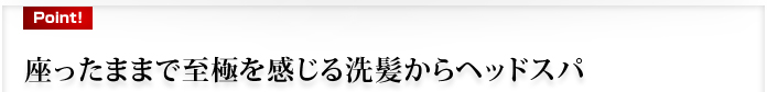 座ったままで至極を感じる洗髪からヘッドスパ